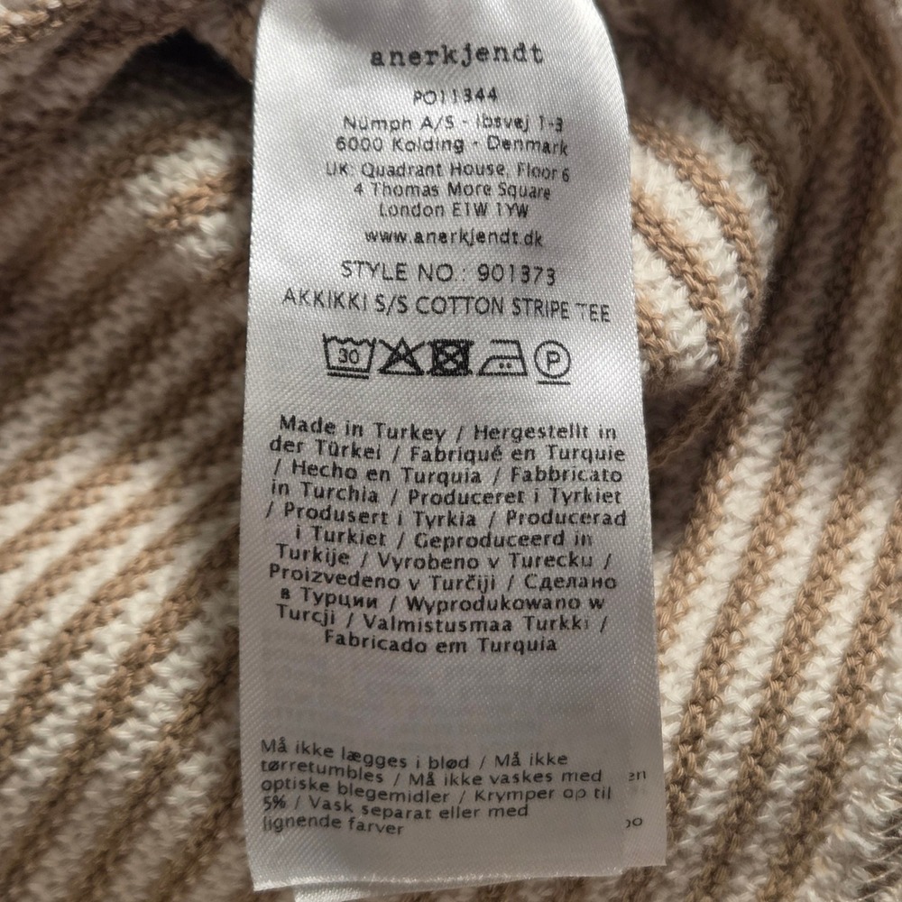 Anerkjendt Akkikki Women's 100% Cotton Short Sleeve Knit Tee Size M Stripes - Picture 6 of 10